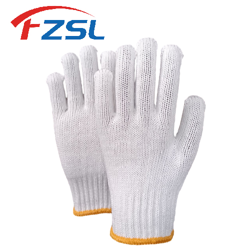 7G bleached knitted work gloves