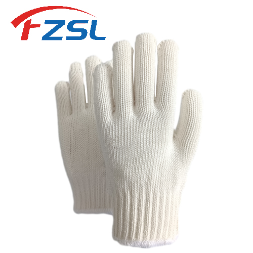 7G beige knit work gloves