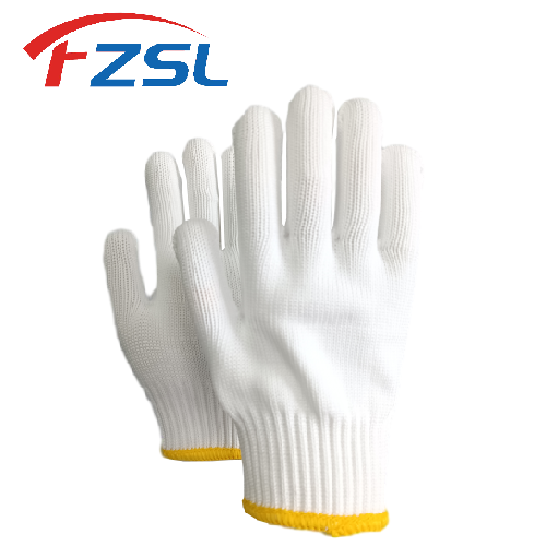 7G white polyester knit work gloves