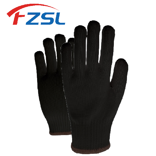 7G black polyester knit work gloves