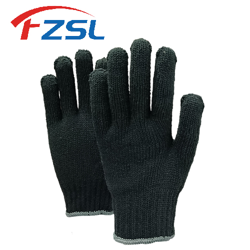 7G black terylene knit work gloves