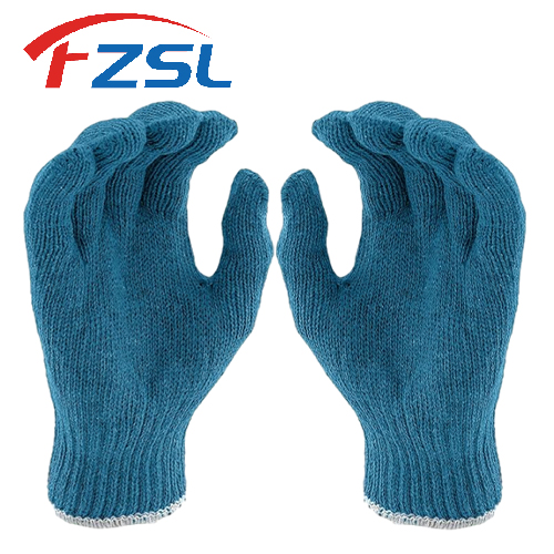 7G blue terylene cotton knitted work gloves