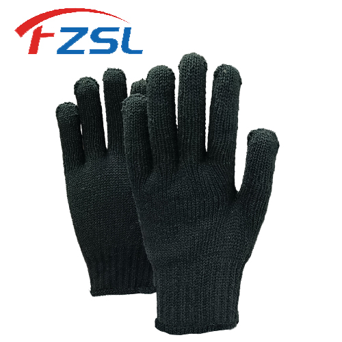 7G black 100% cotton knit work gloves