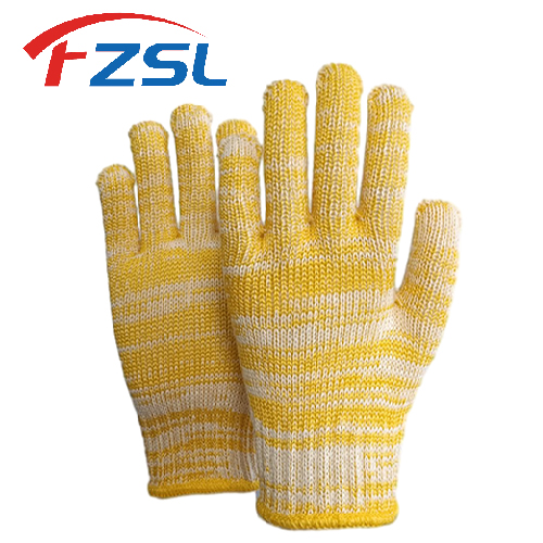 7G gold blended terylene cotton knitted work gloves