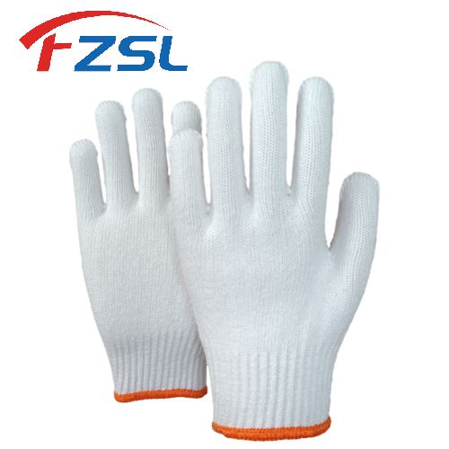 10G bleached terylene knitted work gloves