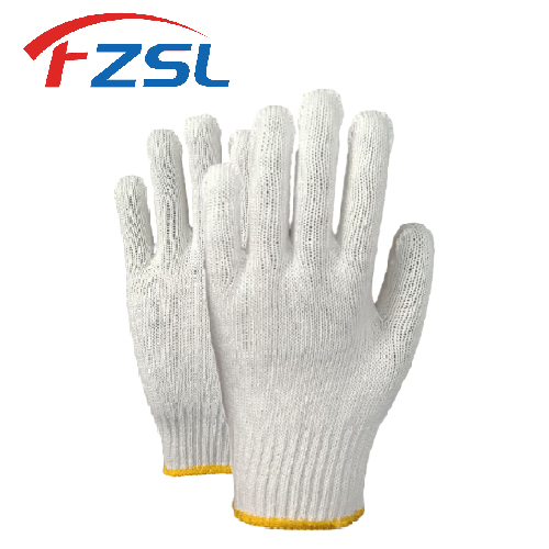 10G beige terylene cotton knitted work gloves