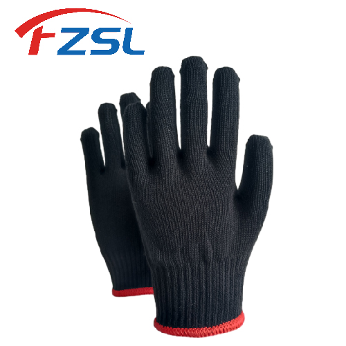 10G black 100% cotton knit work gloves