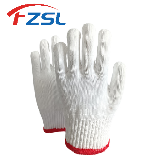 10G white polyester knit work gloves