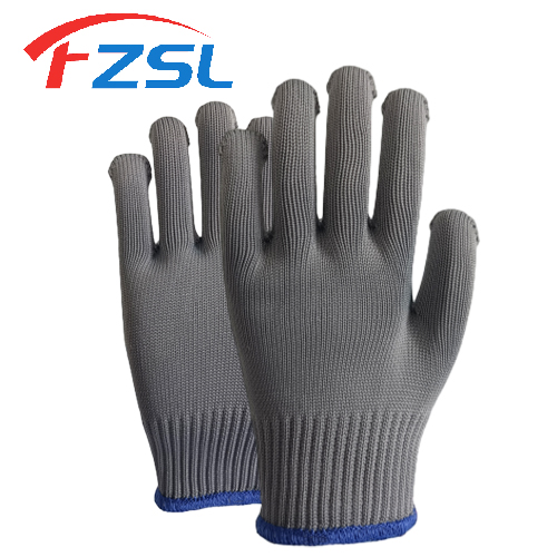 10G grey polyester knit work gloves