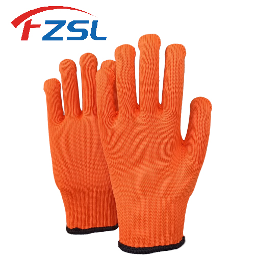 10G orange polyester knitted work gloves