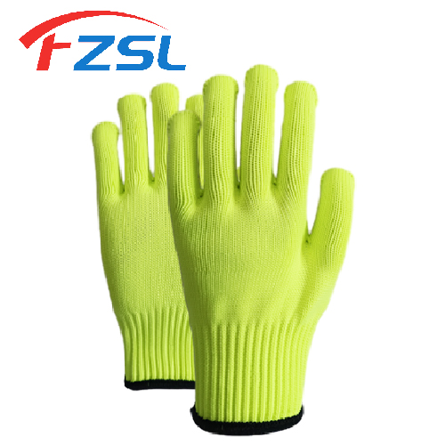 10G fluorescent green polyester knitted work gloves