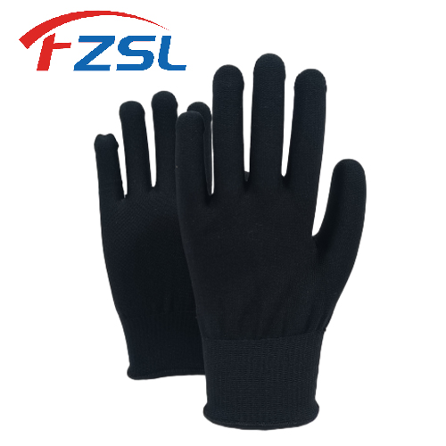 13G black 100% pure nylon knit work gloves