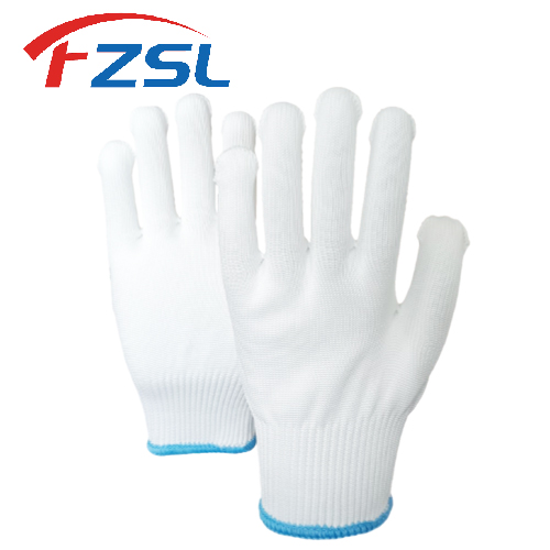 13G white polyester knit work gloves