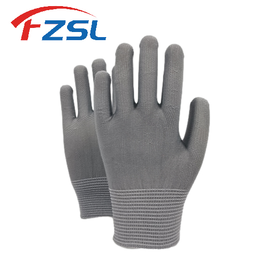 13G grey polyester knitted work gloves