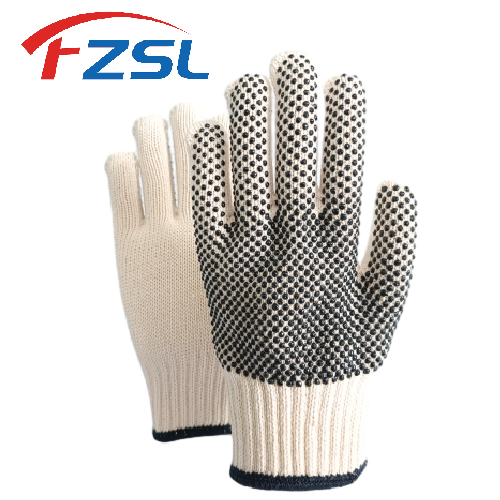 7G PVC dot non-slip knitted work gloves - 100% cotton