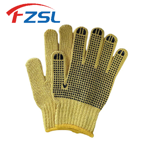 7G polka dot non-slip yellow knitted work gloves