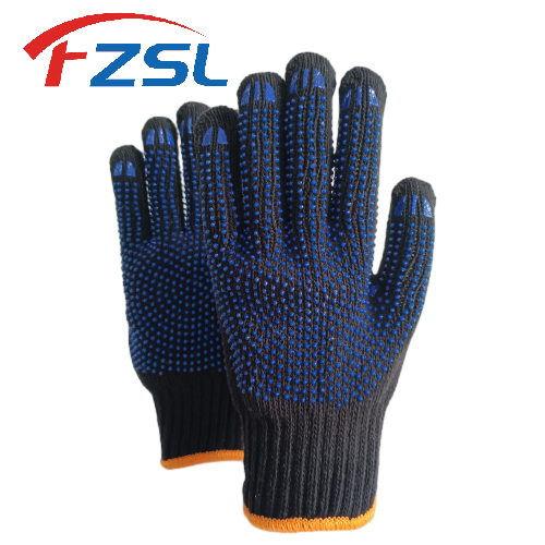 7G Non-slip Work Gloves with Double-sided Polka Dot Knit - Black