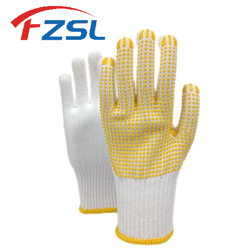 10G with yellow non-slip polka dot knitted work gloves - woolen gloves