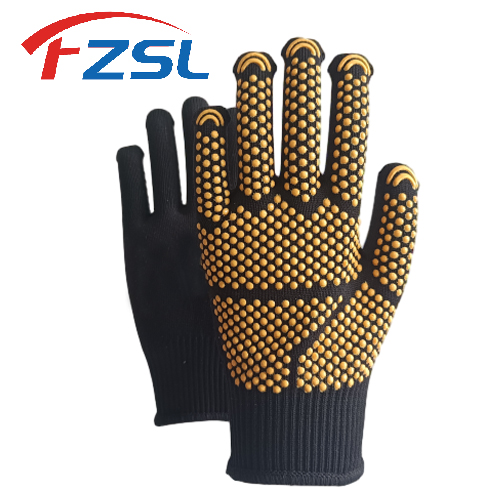 13G polka-dot non-slip nylon work gloves - Black gloves