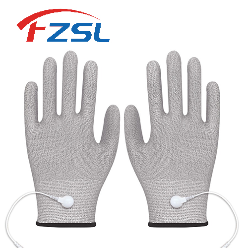 Gray silver fiber physiotherapy conductive treatment gloves