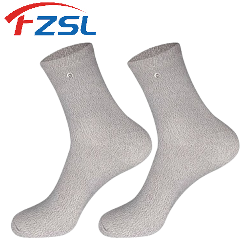 Gray silver fiber physiotherapy conductive therapy socks