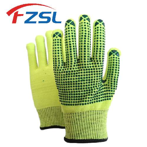 10G pvc non-slip round dot Level 2 anti-cutting work gloves 