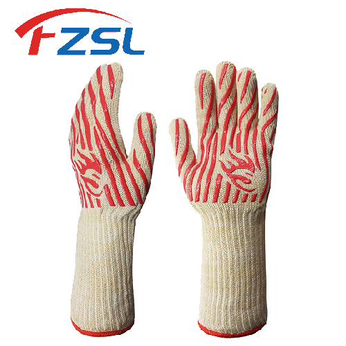 Printed silicone aramid heat resistant outdoor barbecue gloves Baking gloves