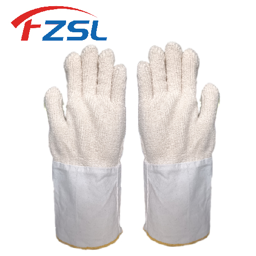 100% pure cotton wool ring heat resistant working gloves + sleeves