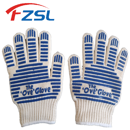 Printed non-slip silicone aramid double heat resistant outdoor barbecue gloves Baking gloves