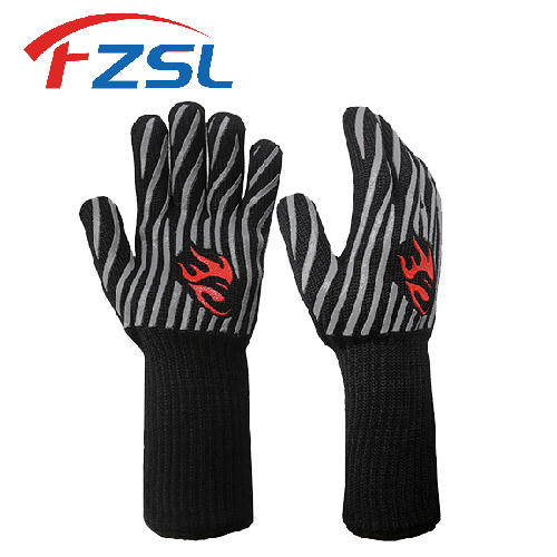 Printing two-color non-slip silicone heat resistant flame retardant outdoor barbecue gloves Baking g