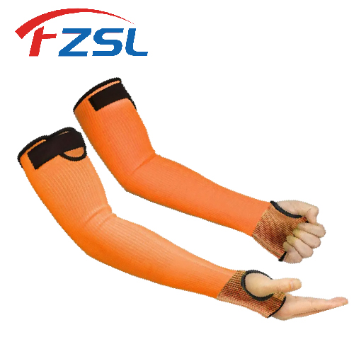 Orange Grade 5 anti-cutting arm guard and cuff strap Velcro