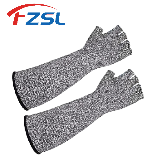 Bare finger half-finger grey anti-cutting work gloves Arm and sleeve gloves