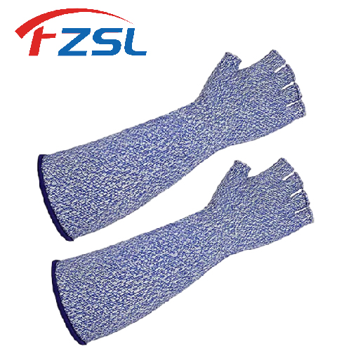 Bare finger half finger blue anti-cutting work gloves Arm and sleeve gloves