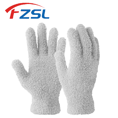 Gray microfiber dust removal gloves