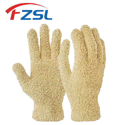 Khaki microfiber dusting gloves