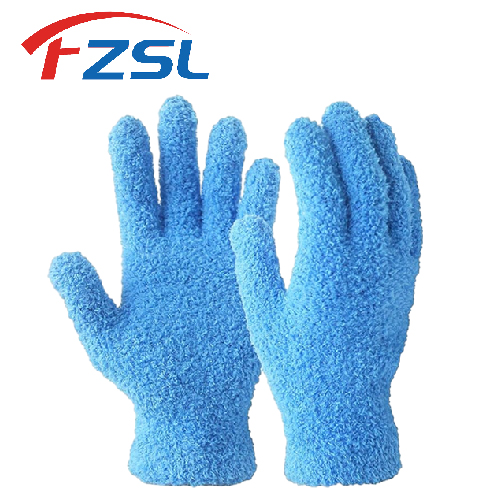 Blue microfiber dust removal gloves