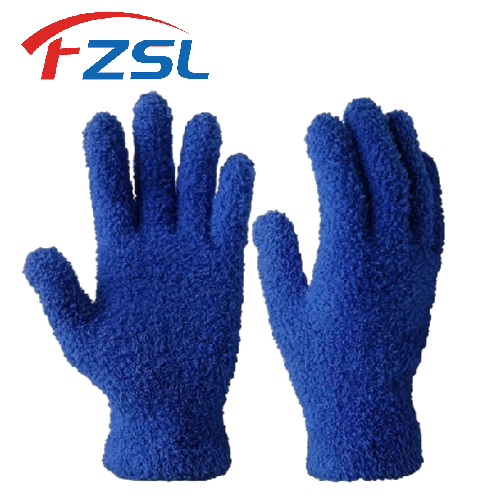 Dark blue microfiber dust removal gloves