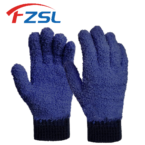 Dark blue combination color microfiber dust removal gloves