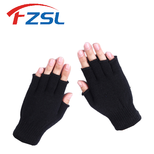 Black half finger bare finger warm dress gloves Work gloves