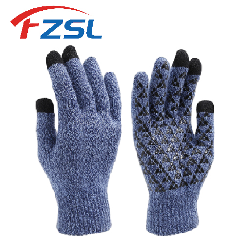 Printed non-slip silicone touch screen cold warm clothing gloves. Blue Magic gloves