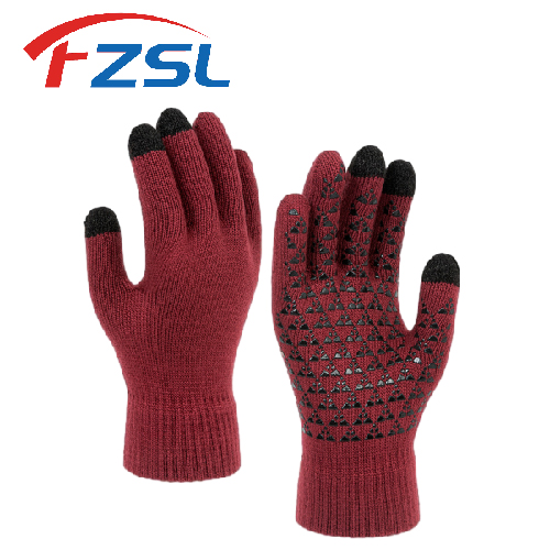 Warm touch screen dress gloves with non-slip silicone Burgundy magic gloves