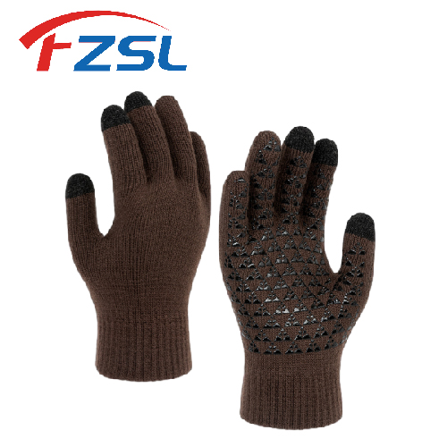 Warm touch screen dress gloves with non-slip silicone brown magic gloves