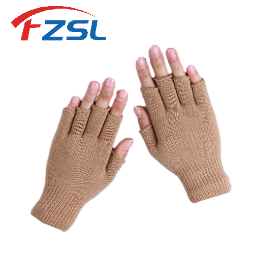 Khaki half finger open finger warm gloves work gloves