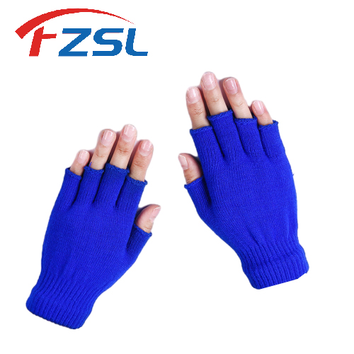 Blue half finger open finger warm gloves Work gloves