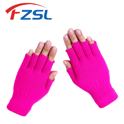 Warm pink half finger fingertip gloves Work gloves