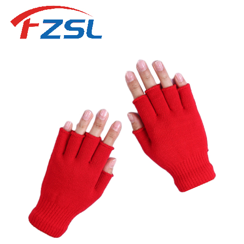 Red half finger open finger warm gloves Work gloves