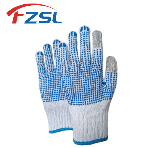 7G touch screen work gloves with pvc non-slip polka dot