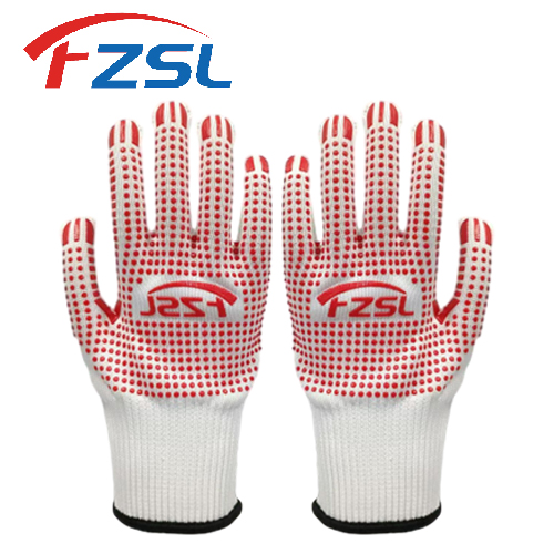 13G knitted work gloves with non-slip polka dot logo