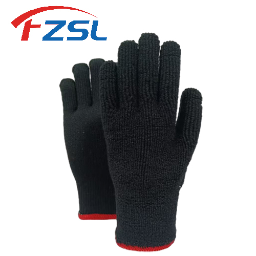 Black Loop-pile gloves for cold-proof and warm working