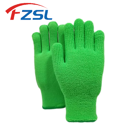 Green Loop-pile gloves for cold-proof and warm working